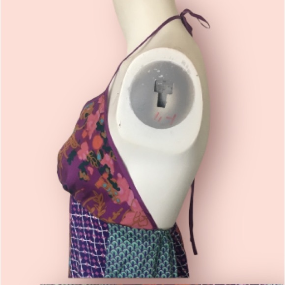 Jenny Han Boho Maxi Silk Floral Mixed Print Dress Sz XS - Picture 3 of 6